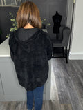 Chenille cord military hoody-Black
