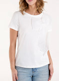 Embellished bow T-shirt-White