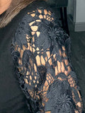 Liberty floral lace sleeve sweater-Black
