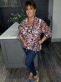 Ruffle front blouse-plum