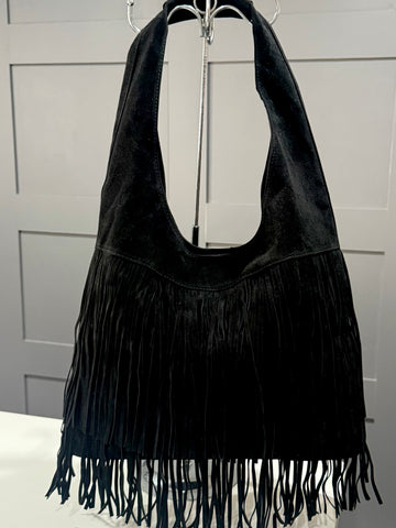 Tassel hobo shoulder bag-Black
