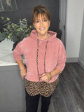 Lora leopard velour hoody-Pink