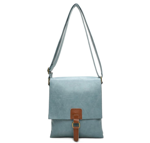 Blue two compartment satchel bag