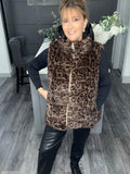 Fly faux fur hooded gilet-Leopard