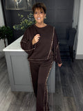 Scuba leopard trim 2 piece-Chocolate