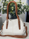 White triple compartment shoulder/crossbody bag