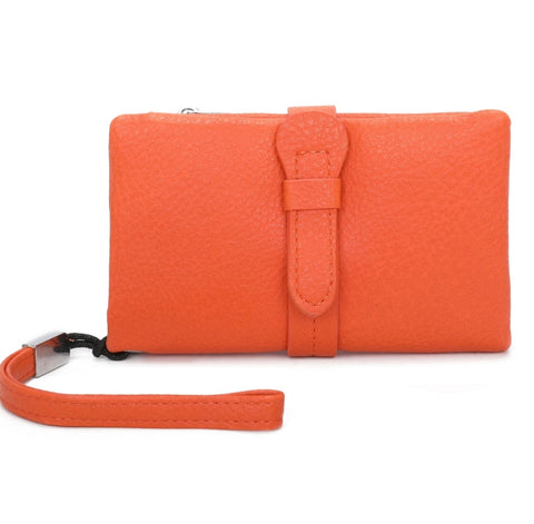 Orange medium wristlet purse