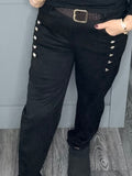 Black suede feel trouser with belt