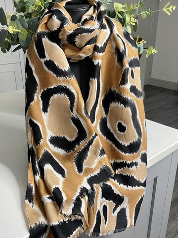 leopard print scarf-Camel