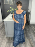 Stripe denim maxi dress