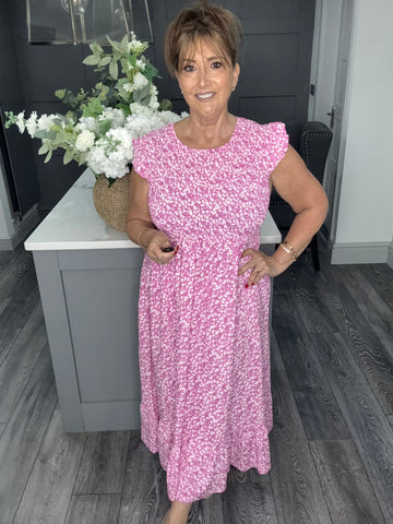 Pink ditsy flower maxi