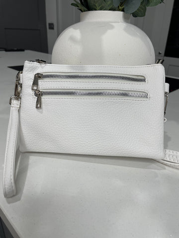 White multi pocket crossbody bag