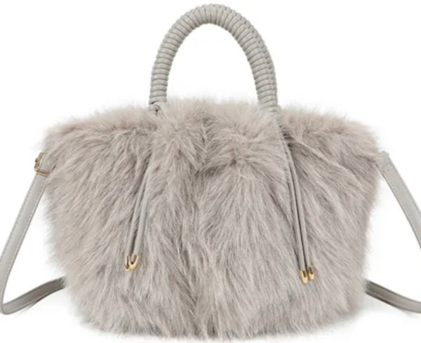 Sparkle faux fur bag-Grey