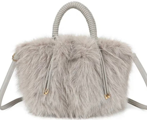 Sparkle faux fur bag-Grey