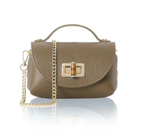 Italian leather smart crossbody bag-Mocha