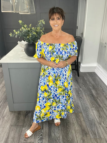 Portofino lemon dress-Blue