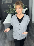 Relaxed fit slouchy knitted waistcoat-Grey