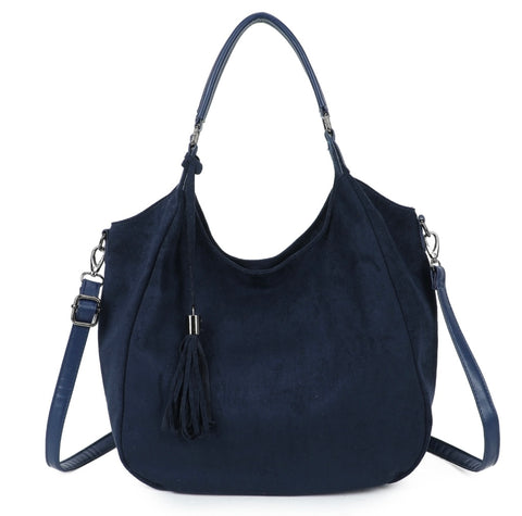 Slouchy hobo tassel bag-Navy