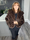 Luxe animal hooded chocolate faux fur