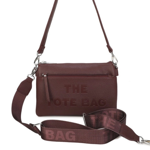 Burgundy multi compartment crossbody Tote bag