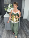 Tuscany satin vest-Khaki