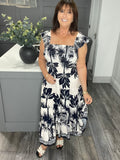 Bali bandeau midi dress-Navy