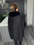 Chelsea luxury suede feel swing poncho-Black