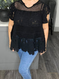 Sadie crochet top with vest-Black