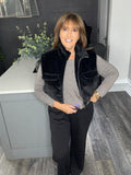 Faux fur pocket short gilet-Black