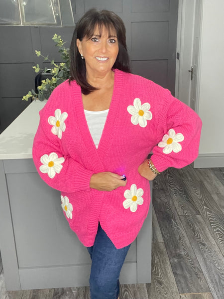 Daisy cardigan-Fuchsia