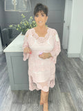 High low crochet dress-Pink