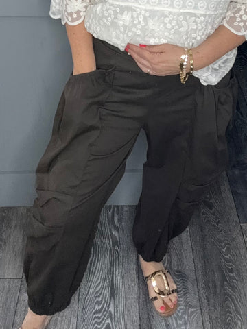 Chocolate utility pocket cuffed trousers