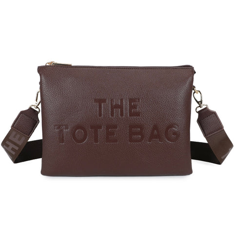 Tote crossbody bag with triple compartments-Chocolate