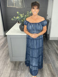 Stripe denim maxi dress