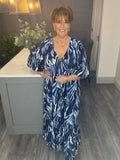 Tia dress-Blue abstract