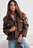 Military soft boucle jacket-Chocolate