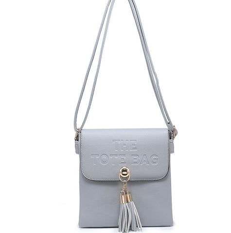 Tassel Tote crossbody bag-Grey