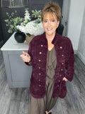 Soft velvet chenille military jacket-Plum