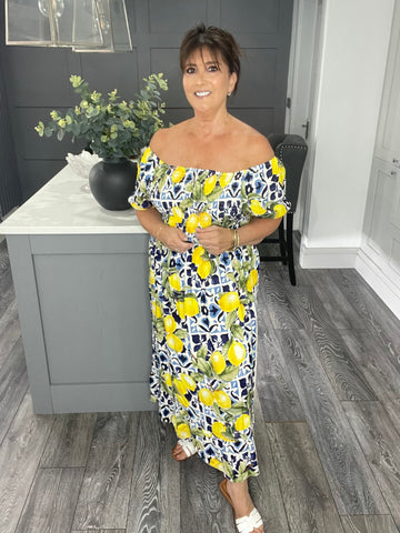 Portofino lemon dress-Navy