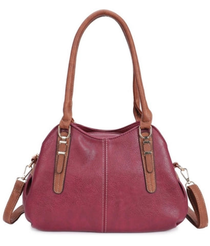 Burgundy triple  compartment shoulder/crossbody bag