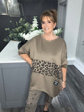 Mocha leopard scuba zip sweat top