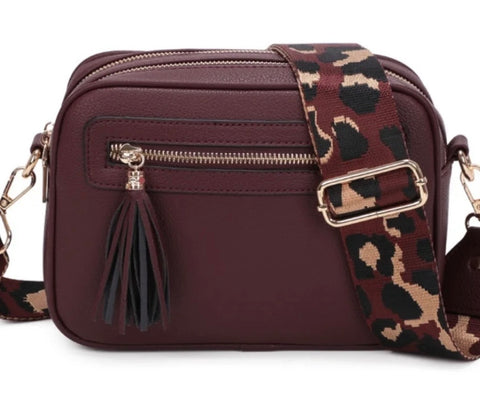 Two compartment crossbody bag-Burgundy