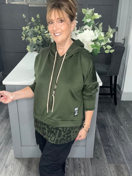 Khaki leopard scuba hoody