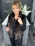 Lottie faux fur gilet-Rich chocolate
