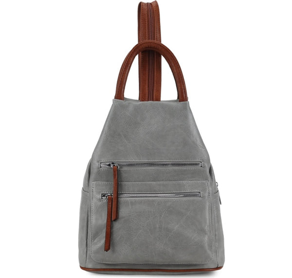 Front pocket triangular backpack- Grey