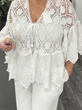 Alexa lace crochet shrug/cardigan -white