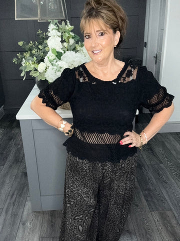 Black lace mesh top
