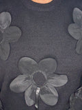Large petal flower jumper-Black