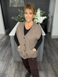 Relaxed fit slouchy knitted waistcoat-Taupe