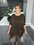 Chocolate leopard scuba zip sweat top